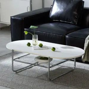 감각적인 화이트 스틸 쇼파테이블 120cm  타원 TP1115