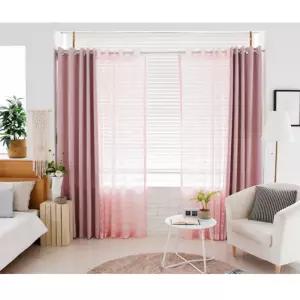 리앤룸 사계절 암막 커튼 보엠 레이스 핑크 580X230 BNS
