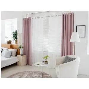 리앤룸 침실 암막 커튼 솔리드 모던체크 핑크 580X230 BNS