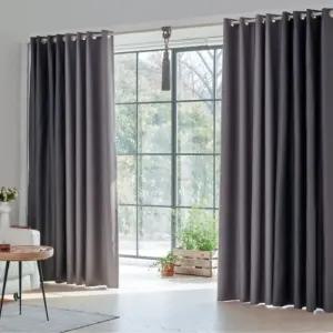 뷰하우스 암막 커튼 아일렛 패턴 투톤 차콜그레이 특대형 BNS