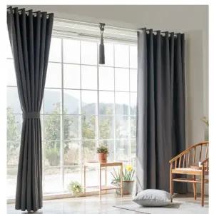 뷰하우스 암막 커튼 침실 핀형 패턴 원톤 차콜 특대형 BNS