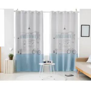 리앤룸 암막 커튼 침실 방 카페 심플스타일 블루 창형 BNS