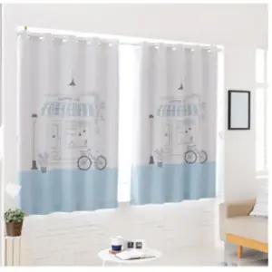 리앤룸 창문 암막 커튼 카페 심플스타일 블루 창형 BNS