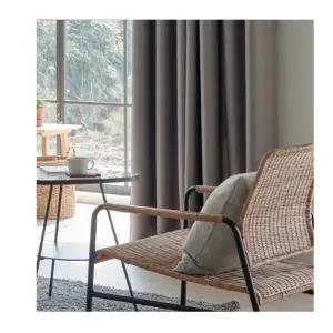 뷰하우스 침실 암막 커튼 핀형 패턴 원톤 그레이 대형 BNS