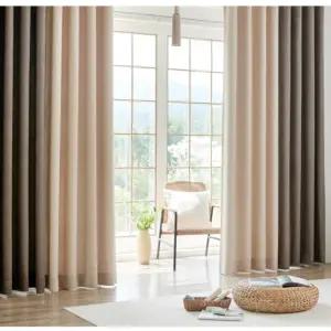 뷰하우스 암막 커튼 투톤 거실 아일렛 중형 브라운 BNS