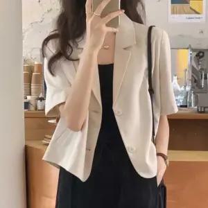 여성 여름 출근 룩 직장인 반팔 자켓 셔츠 크롭 코디 블라우스자켓재킷 30대 셔츠자켓 숏자켓