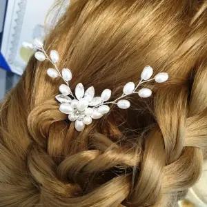 셀프웨딩 헤어핀 진주장식 큐빅 웨딩헤어핀 장식 헤어액세서리 혼주헤어핀 머리장식