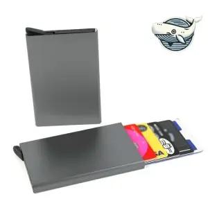 고급 슬라이딩 카드홀더 그레이 자동 카드 수납 슬라이딩지갑 반자동카드지갑