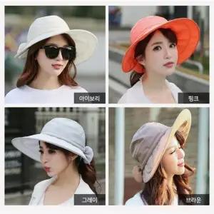 포엘 리본레이스 여성모자 차양모자 돌돌이모자 비치모자 여행모자 썬캡