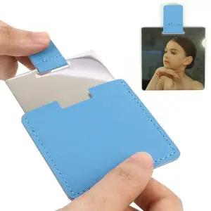 휴대용손거울 스텐 사각 미니 손거울 블루 포켓형 작은 화장거울