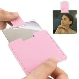 휴대용손거울 스텐 사각 미니 손거울 핑크 포켓형 작은 화장거울