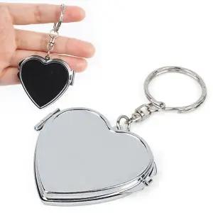 휴대용손거울 열쇠고리 미니 손거울 스텐 양면 하트 작은 화장거울