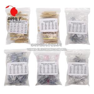 150PCS 300PCS 1W 2W 3W 5W 탄소 필름 저항기 분류 키트 5% 세트 30Kinds 0.1-750 ohm 1K-820K DIY 구성 요