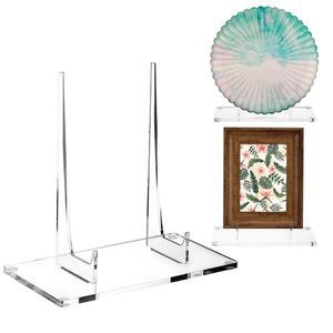 JETEC 아크릴 책꽂이 투명 이젤 스탠드 디스플레이 접시 엽서 그림 홀더 그림책 장식 사진(6 X 4 5.5 인치)