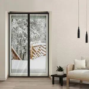 거실방풍커튼 중형검정 가림막 출입문 외풍 블랙자석개폐식커텐 보온 우풍차단 투명 방문 사무실 테이프 비