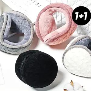 2개 꽈배기 귀마개 접이식 이어머프 겨울 스포츠 골프 털귀마개 등산 군용