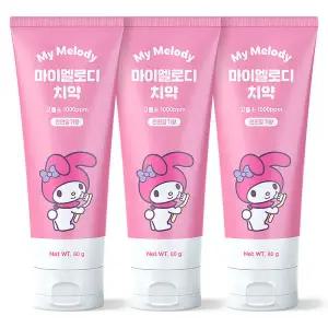 산리오 마이멜로디 어린이치약 3개 키즈 아이 아동 고불소 치약