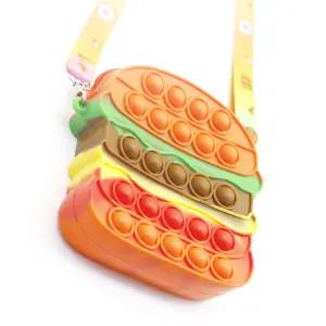 해피톡톡 푸쉬팝 버블 햄버거가방 (랜덤색상)잇 크로스백 어린이 푸쉬 푸시 학생 크로스 놀이 실리콘 유아