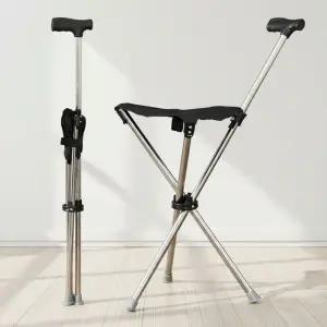 접이식 보행 보조 의자 휴대용 노인 지팡이 스테인리스 간이어르신 초경량 기구 걷기