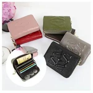 DK16 로고 가죽 카드지갑 여성 명함 지폐 동전 파우치 동전파우치 가죽지갑 카드파우치