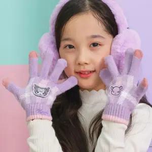 쿠로미 체크 터치장갑유아동 여아 스키 겨울 방한 캐릭터 털장
