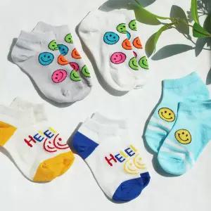 스마일얼굴 발목 망사 양말 5족 어린이 남아 여아페이크 덧신 아기 아동 유아 키즈