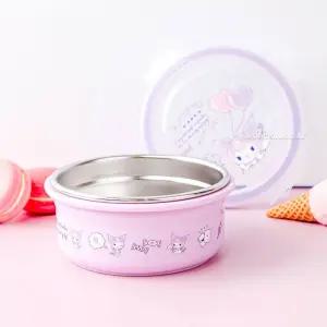 쿠로미 밀폐 원형 스텐도시락 2단 아동 소풍 유아 세트 가방 식기