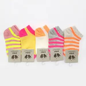 여자 아이 어린이 형광 포인트 양말 5켤레 묶음 유아 패션 컬러 세트 스니커즈 아동스니커즈