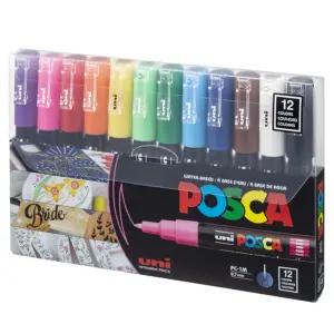 유니 포스카 수성 마카펜 PC-1M 12색 세트잉크 미술 컬러 마카