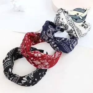 패턴 헤어밴드 레트로 스타일 머리띠 와이드한 여성머리띠 여성헤어밴드 여름상품