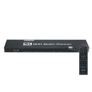 16채널 화면 분배기 16포트 4K 30Hz HDMI 멀티뷰어 17가지 레이아웃 모드 리모컨 조작 회사 보안 방송국 분