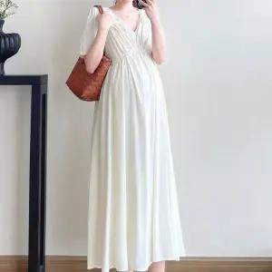 맘콩 원피스임부복 산부 산부옷 여름임신선물 하객룩 부복 오임 출근 쇼핑몰 만삭 셔링 사진