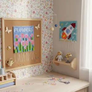 DIY 비즈발 만들기 키트 구슬 가림막 커튼 도안 족자봉 공예 재료미니만들기세트 대형만들기 문발 컬러만들