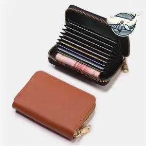 심플한 가죽 카드홀더 지퍼형 명함 보관함 여자카드지갑 남자카드지갑 명함케이스