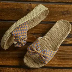 린넨 리본 마슬리퍼 여성 실내화 거실용 편안한 슬슬리퍼 사무실슬 블링블링슬 키높이슬 럭셔리슬 여름슬