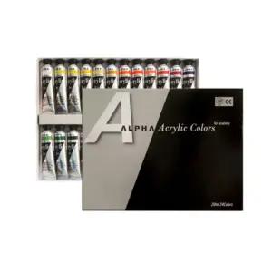 알파)다용도 실버아크릴물감(24색 20ml)도 세트 컬러 벽화 공예 그림 미술
