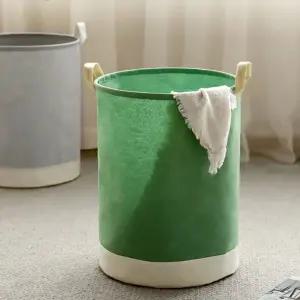 투톤 린넨 빨래 세탁 바구니 접이식 방수 패브릭 원형 햄퍼 다용도 빨래통 세탁물 보관함바퀴달책꽂이 이동