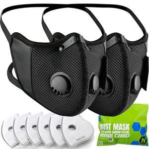베이스캠프 M 크로스 더스트 마스크 추가 6개의 활성탄 필터로 작업할 수 있는 재사용 가능한 통기성 편안한 안전