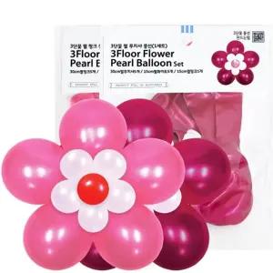 3단꽃 펄 핑크 푸치샤 풍선 (1세트)