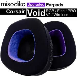 호환 Misodiko Corsair Void RGB Elite Pro 게임용 헤드셋용 업그레이드된 이어 패드 쿠션 교체