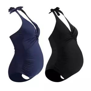 홀터넥 임부 수영복 임산부 모노키니 프릴복 빅사이즈 큰사이즈 태교여행준비물 용수영복 만삭 스윔웨어 웨