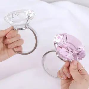 초대형 왕 다이아 반지 링 프로포즈 청혼 이벤트 선물이색 크리스탈소품 핑크 알큰 모형 몬드 프즈 특이한