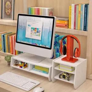 모니터 받침대 선반 스탠드 컴퓨터 2단 L노트북거치대 데스크수납함책상정리함 모니터대