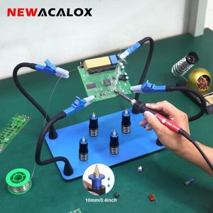 NEWACALOX 자기 납땜 돕는 손 4 조정 가능 PCB 회로 홀더 실리콘 유연한 팔 수리