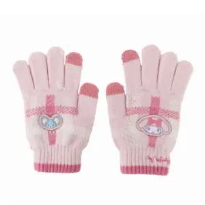 마이멜로디 체크 터치 장갑 S 782542여아 산리오 니트 아동 귀여운 패션 잡화 겨울 따뜻한