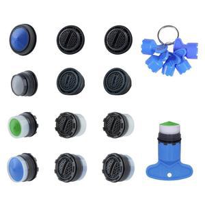 히벤트 12개 수도꼭지 에어레이터, 6개 에어레이터 키 제거 렌치 도구, 싱크 M16.5 18.5 21.5 24mm 탭 유량 제한 장치용 교체 인서트