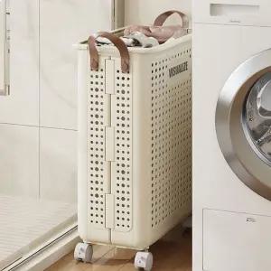 바퀴형 빨래바구니 이동형 통풍 틈새 수거함 대거 거통 세탁물 발코니납 정리함 접이식 이동식 보관함 빨래