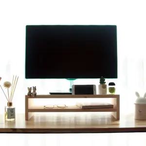 나무선생 삼나무 스프러스 모니터 받침대 530X235X140우드선반 원목 삼선반 다이 우드