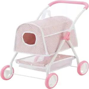 올리비아의 리틀 월드 물방울무늬 공주 인형 동물 유모차 탈부착 가능한 장난감 반려동물 캐리어 - 3년