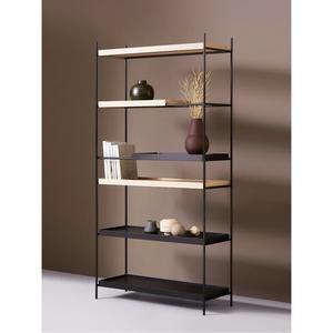 북유럽 미니멀리스트 강철 목재 거실 선반 천장까지 책장 다층 스테인리스 금속 바닥부터 조합